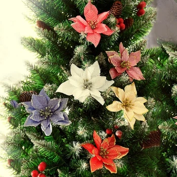 10pcs Božični Dekor Cvet Bleščice Poinsettia Božični Venec Ponaredek Cvetje DIY Doma Božično Drevo Okraski, Venci Dekor