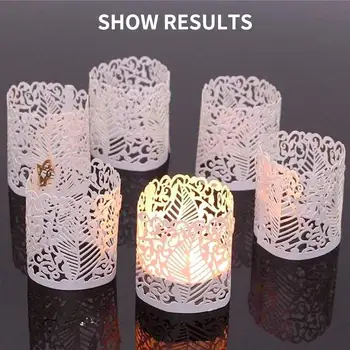 Ustvarjalne Čaj Luči Lampshade Namizni Dekor Papir Ornament Sveča Lampshade LED Luč Rekviziti 10pcs/50pcs LED Sveča Odtenek Poroko