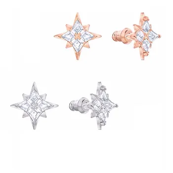 Modni nakit visoke kakovosti swa, očarljiva zvezda kristalno preboden uhani za ženske romantične zvezda, snežinka uhani
