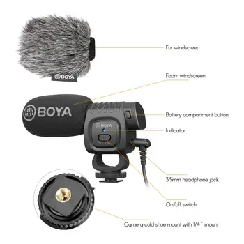 BOYA S-BM3011 Mikrofon Cardioid Smer Kondenzator s TRS TRRS Kabli za DSLR Pametni telefon