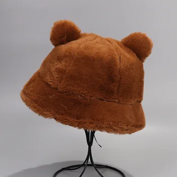Jeseni in pozimi žensk novo srčkan kosmate ribič klobuk z ušesi volne pokrivalo ženske