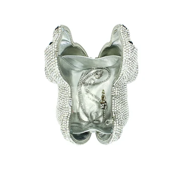 Lep ročno izdelan srebrno psa kristalno sklopka vrečke ženske maturantski večer torbe animal nosorogovo vrečke
