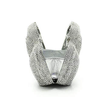 Lep ročno izdelan srebrno psa kristalno sklopka vrečke ženske maturantski večer torbe animal nosorogovo vrečke