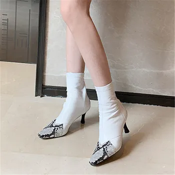 MORAZORA 2020 velikosti 34-42 jeseni, pozimi škornji stiletto visokih petah kvadratni toe visoke kakovosti lakasto usnje škornji ženske
