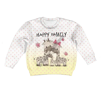 Srečna Družina Žirafo 3D Tiskanih Otroci Hoodies Puloverju Smešno Živali, Majica Trenirko Suknjič T Srajce Fant Za Dekle Slog-1