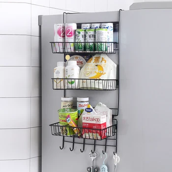 Skladiščenje železa košarico kuhinja hladilnik strani rack stenske kopalnica manjše izdelke, ki visi polica dom, organizator mx1109141