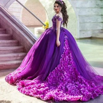 Arabski Žogo Obleke Večerne Obleke s 3D Forla Appliqued Dubaj Maturantski ples Princesa Stranka Obleko Nositi Haljo de Soirée de Mariage