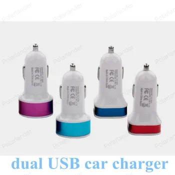 Novo Dvojno USB Aluminij metal kvadratnih avto polnilnik za mala telefona iPhone in Andrews avto styling 2 USB (Universal mobile polnilnik