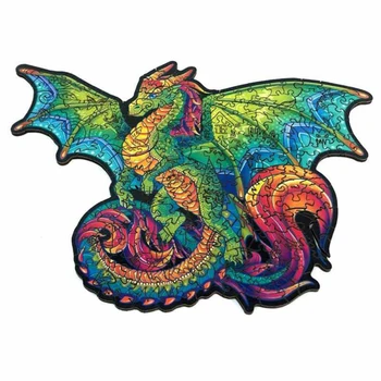 Edinstveno Obliko Flying Dragon Puzzle Lesene Živalske Uganke Jigsaw Inteligentni Flying Dragon Puzzle za Darila #W0