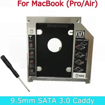 Magnalium SATA 3.0 2nd HDD Caddy 9.5 mm SSD Primeru HDD Ohišje Optibay za Apple Macbook Pro Air 13