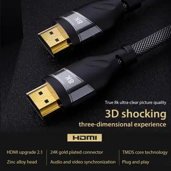 High Speed Hdmi Kabel, Video Kabel 8K High-definition Priključek Kabel 1M/1,5 M/2M/3M Video Kabel za HDTV Splitter Preklopnik