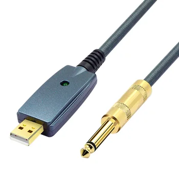 USB za 6,35 mm Kitare Kabel 3m Kitara Dock za PC USB Snemanje Povezavo Kabel Adapter Združljiva Windows MacOS Kabel Konektorji