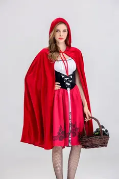 GAMPORL Kraljica Fantasia Karneval Pravljice, Cosplay Kostum Igre Enotna Rdeča kapica Kostum Fancy Stranka Obleko Cape Obleko