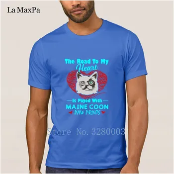 La Maxpa Ustvarjalne Dihanje moški majica s kratkimi rokavi maine coon mačka t-shirt Sončni svetlobi Družino tshirt kul Vrh Kakovosti