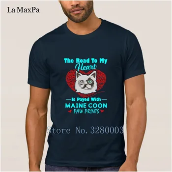 La Maxpa Ustvarjalne Dihanje moški majica s kratkimi rokavi maine coon mačka t-shirt Sončni svetlobi Družino tshirt kul Vrh Kakovosti