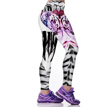 Visoko Pasu, Ženske, Joga Hlače Elastična Šport Legging Fitnes Capris Tiger Proge 3D Tiskanja Quick Dry Sweatpants Teče Telovadnici Jeggings