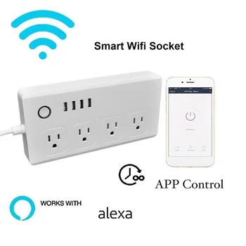 Wifi Smart Power Trakovi Multi Vtič v električno Vtičnico in Vtikač Vtičnico Delo z Alexa za Glasovni Nadzor Pametni Dom NAS