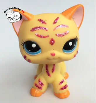 CWM009 Pet Shop Živali Kratke Lase Oranžno, Rumeno Zlato v prahu Mačka lutka akcijska Figura, mucek