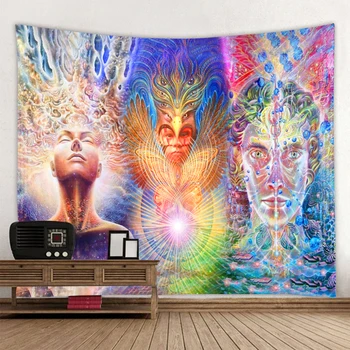 Človeški obraz psihedelični tapiserija mandala znak dekoracijo tapiserija hipi bohemian dekoracijo tapiserija, spalnica dekoracijo tapnite