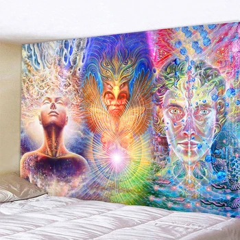 Človeški obraz psihedelični tapiserija mandala znak dekoracijo tapiserija hipi bohemian dekoracijo tapiserija, spalnica dekoracijo tapnite