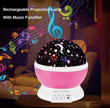 Glasba USB Polnjenje z Dvojnim namenom Star Rotacijski Projektor Nočna Sanje Nočna Sedem-barva Spalnica Nočna