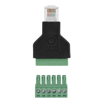 Adapter za Priključek Ethernet Rj12 6P6C Moški Vijačni priključki 6 Pin Splitter z Ščit Priključni Vtič 6 Pin Vijak Terminali Prilagoditev