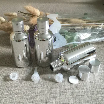 50 ml steklene eterično olje, steklenica w srebrna UV galvanizacijo ličila posode se lahko ponovno polnijo kozmetika embalaža steklenice debelo