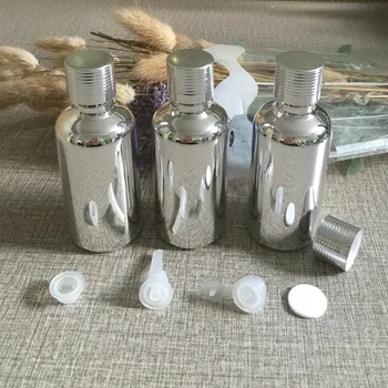 50 ml steklene eterično olje, steklenica w srebrna UV galvanizacijo ličila posode se lahko ponovno polnijo kozmetika embalaža steklenice debelo