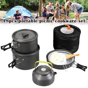 Camping kuhinjskih pripomočkov Komplet Lahkih Backpacking Kuhanje Piknik Set Loncev in Ponev za Kampiranje, Backpacking na Prostem za Kuhanje