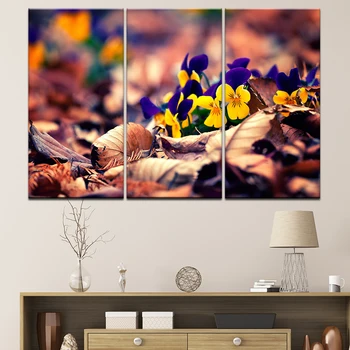 Platno, Slike, Dnevna Soba Dekor 3 Plošča Rumenimi Cvetovi Ležeče Fotografije Wall Art HD Natisne Listavcev Plakati Okvir