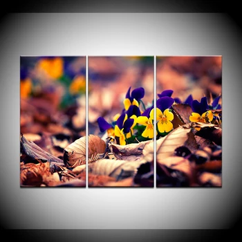 Platno, Slike, Dnevna Soba Dekor 3 Plošča Rumenimi Cvetovi Ležeče Fotografije Wall Art HD Natisne Listavcev Plakati Okvir