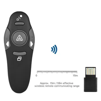 Wireless Presenter Rdeč Laserski Kazalniki Pero, USB RF Sprejemnik Daljinski upravljalnik Obrniti Stran PPT Predstavitve programa Powerpoint 2.4 GHz