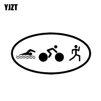 YJZT 15.9*8.4CM Coolest Triathlon Oval Decor Car Sticker Vinyl Accessories C12-0626
