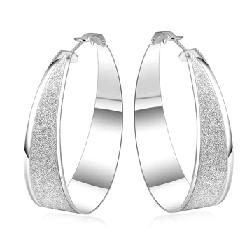 Moda srebrni okrogli uhani luksuzni mat uhani hoop uhani za ženske, darila za ženske