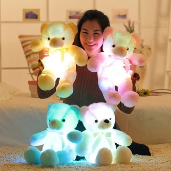 Velika Velikost Ustvarjalne prižgejo LED medvedek Nagačene Živali Plišastih Igrač Pisane Žareče 75 cm medvedek Božično Darilo za Otroke