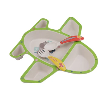 Ustvarjalne Oblike 1 Nastavite Zrakoplova Keramike Otroka Naučijo Jedi Otroške Hrane Večerja Plošče Paleto + Vilice + Žlico Baby Hranjenje Namizna