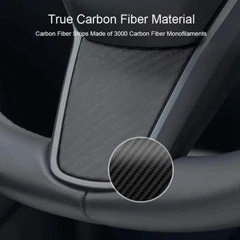 Sijajna Pravi Ogljikovih Vlaken za Tesla Model 3 2017-2020 Volan Gumb Trim Pokrov Avtomobila Notranji Okvir Dekor Dodatki