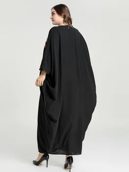 KALENMOS Muslimanskih Abaya Obleka Ženske Vezenje Bat Rokav Dubaj turčija Haljo Svoboden Etnične Maroški tam kaftan Hidžab Islamske burka ropa