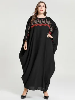 KALENMOS Muslimanskih Abaya Obleka Ženske Vezenje Bat Rokav Dubaj turčija Haljo Svoboden Etnične Maroški tam kaftan Hidžab Islamske burka ropa