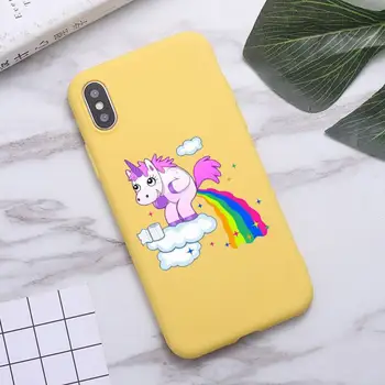 Rainbow unicorn srčkan risanka coque kritje funda Telefon Primeru Candy Barve za iPhone 6 7 8 11 12 s mini pro X XS XR MAX Plus
