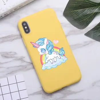 Rainbow unicorn srčkan risanka coque kritje funda Telefon Primeru Candy Barve za iPhone 6 7 8 11 12 s mini pro X XS XR MAX Plus