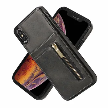 Zadrgo Usnjena torbica za iPhone XS Max XR X 5 jv 6 6s 7 8 Plus Mehka Primeru Luksuznih Denarnice Card Slot Ohišje Za iPhone XR Žep Primeru
