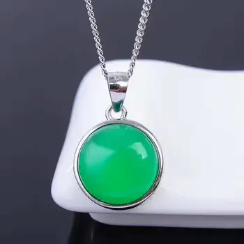 Naravna zelena chalcedony stranka, nakit sklopov naravni gemstone obroč uhan Obesek S925 silver Fashion elegantno Okrogel mehurček Ženske