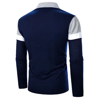 Mozaik Majica Polo Moški 2021 Pomlad Novo Mens Polos Homme Priložnostne Slim Fit Dolg Rokav Camisas de Hombre Moški Dres Vrhovi Sivo XL