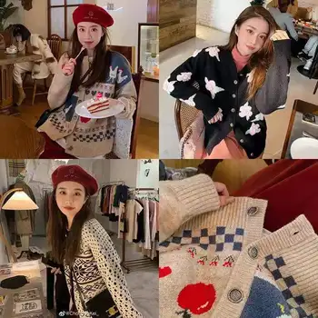 Vintage Priložnostne Svoboden Ljubezen Jopico Pulover Ženske Puloverji Japonski Kawaii Ženski korejski Harajuku Oblačila Za Ženske Pomlad