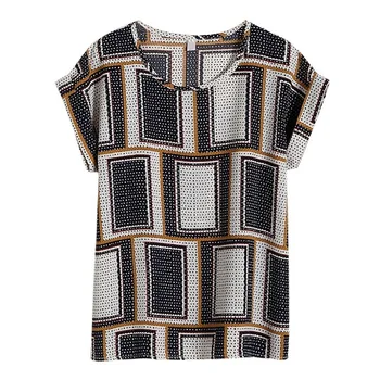 2019 Ženske Bluzo Moda za kratek sleeved Majica Ženske Priložnostne Svoboden Šifon Bluzo Ženske Šifon Plus Velikost Majica Vrh