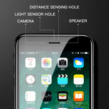 Ukrivljen Mehak Rob, Kaljeno Steklo Za iPhone 7 8 6 6s Plus SE 2020 Zaščitnik Zaslon iPhone 11 Pro X XR XS Max Zaščitna folija