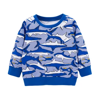 Malo Maven blagovne Znamke jeseni, pozimi baby boy oblačila za otroke shark tiskanja pulover za Otroke 2-7 Let QZ47