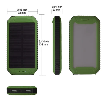 PowerGreen Keychain Solarni Polnilnik 10000mAh 5V Zunanji Polnilnik Baterij Moči Banke Mini Sončne celice