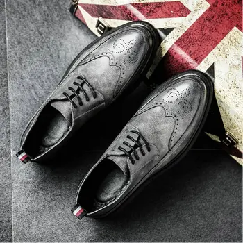 Nov Prihod Retro Bullock Design Moških Klasičnih Poslovnih Formalno Čevlji Konicami Prstov usnjeni čevlji Moški Oxford Obleko Čevlje 785